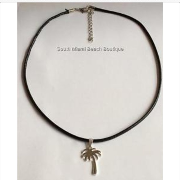 Silver Coconut Palm Tree Necklace Island 17-19" - Picture 6 of 8